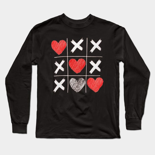 XO Valentines Day Gift Retro Game Tic-Tac-Toe Valentine XO-XO Long Sleeve T-Shirt by MARBBELT